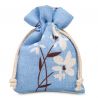 Zakjes à la linnen met print 12 x 15 cm - natuurlijk / blauwe bloemen Blauwe zakjes
