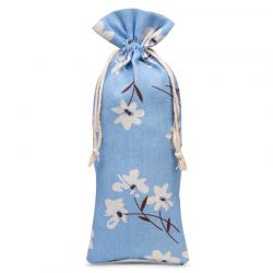 Zakje à la linnen met print 16 x 37 cm - natuurlijk / blauwe bloemen Blauwe zakjes