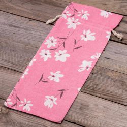 Zakje à la linnen met print 16 x  37 cm – natuurlijk / roze bloemen Op reis