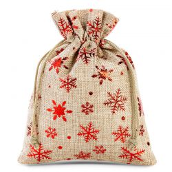 Jute zakjes 15 x 20 cm - natuurlijke kleur / sterren Kerst tassen