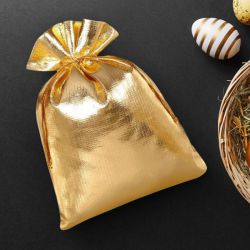 Metaalachtige zakjes 13 x 18 cm - goud metallic Pasen tassen