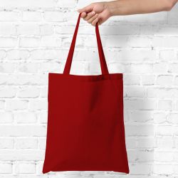 Een katoenen tas 38 x 42 cm met lange hengsels - rood Boodschappentassen met hengsels