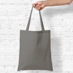 Een katoenen tas 38 x 42 cm met lange hengsels - grijs Boodschappentassen met hengsels