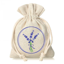 Zakjes à la linnen met print 10 x 13 cm - natuurlijke kleur / van lavendel Zakjes voor lavendel