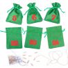 Adventskalender jute zakjes 13 x 18 cm - groen + rode cijfers Kerst tassen