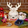 Jute zak 13 x 18 cm - Kerstmis + houten kerstbal met hoorns Accessoires en decoraties