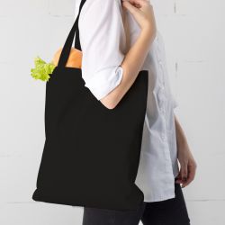 Een katoenen tas 38 x 42 cm met lange hengsels - zwart Zwarte zakken