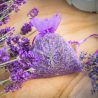 Organza zakjes 7 x 9 cm - donkerpaars met druk lavendel Lavendel