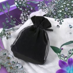 Fluwelen zakjes 10 x 13 cm - zwart Kaarsjes