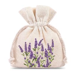 Katoenen zakjes 8 x 10 cm - natuurlijk met druk lavendel Lavendel