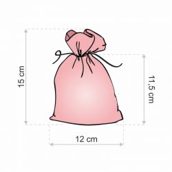 Zakjes à la linnen met print 12 x 15 cm - natuurlijke kleur / rozen Valentijn