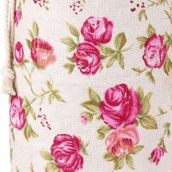 Zakje à la linnen met print 16 x 37 cm - natuurlijke kleur / rozen Valentijn