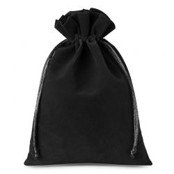 Fluwelen zakjes 12 x 15 cm - zwart Zwarte zakken