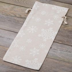 Zakjes à la linnen met print 16 x 37 cm - natuurlijke kleur / sneeuw Linnen zakjes