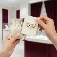 Linnen zakjes voor sieraden en oorbellen.