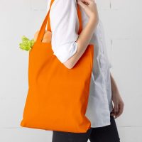 Een katoenen tas 38 x 42 cm met lange hengsels - oranje Katoenen zakjes