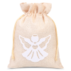Jute zakje 26 x 35 cm- witte engel Kerst tassen