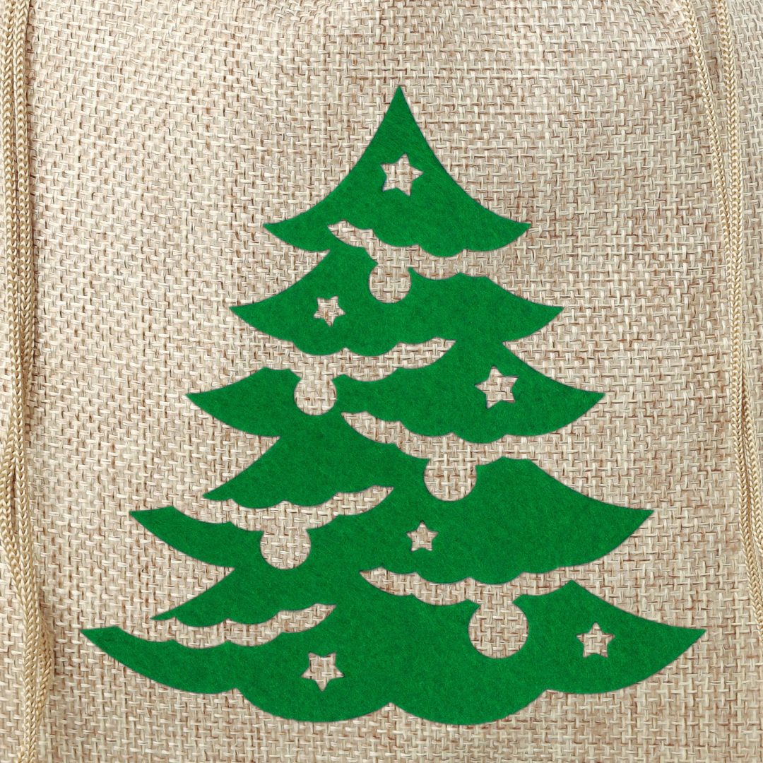 Jute zakjes 26 x 35 cm - Kerstmis - Kerstboom Bedrukte organzazakjes