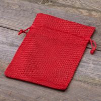 Jute zakjes 13 x 18 cm - rood Kerst tassen