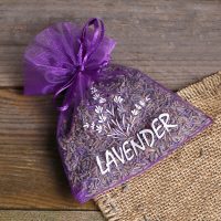 Organza zakjes  10 x 13 cm - donkerpaars met druk (lavendel) - 2 Lifehack – slimme ideeën