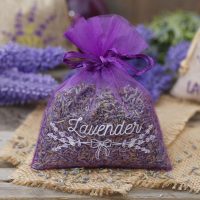 Organza zakjes  10 x 13 cm - donkerpaars met druk (lavendel) - 3 Lifehack – slimme ideeën