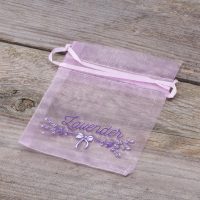 Organza zakjes  10 x 13 cm - lichtpaars met druk (lavendel) Organza zakjes