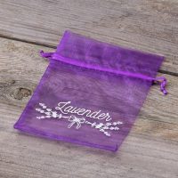 Organza zakjes 9 x 12 cm - donkerpaars met druk (lavendel) - 3 Zakjes voor lavendel