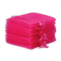 Organza zakjes 10 x 13 cm - fuchsia Valentijn