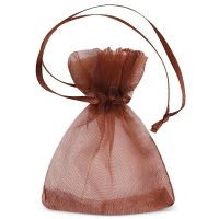 Organza zakjes 7 x 9 cm (SDB) - bruin Bruine zakjes