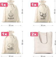 Zakjes à la linnen  voor groenten (3 st) en katoenen zakken voor inkopen (2 st) Katoenen zakken