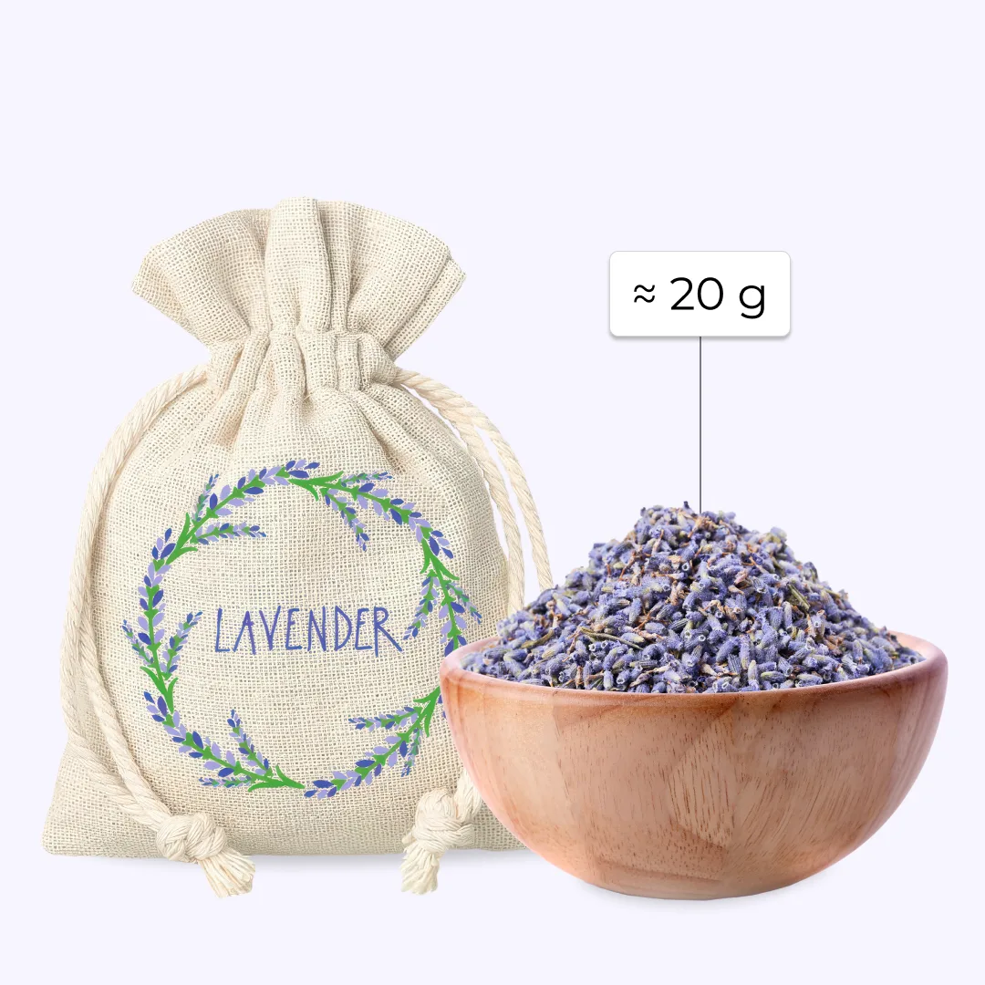 10 stuks. Zakjes à la linnen met print 10 x 13 cm - natuurlijke kleur / van lavendel 6 "