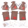 Adventskalender jute zakjes 13 x 18 cm - naturel donker + rode cijfers Jute zakjes