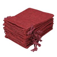 Jute zakjes 10 x 13 cm - bordeaux Valentijn