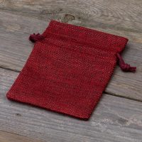 Jute zakjes 10 x 13 cm - bordeaux Kerst tassen