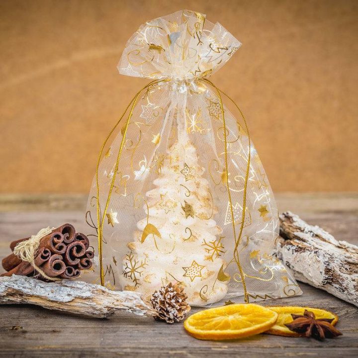 Organza zakjes 10 x 13 cm - Kerstmis / 8 Organza zakjes