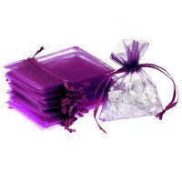 Organza zakjes 11 x 14 cm - donkerpaars Tafeldecoratie