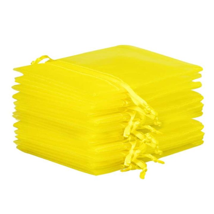 Organza zakjes 11 x 14 cm - geel Lavendel en potpourri