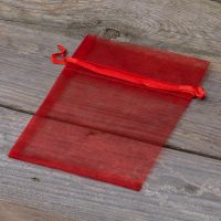 Organza zakjes 11 x 14 cm - rood Kerst tassen