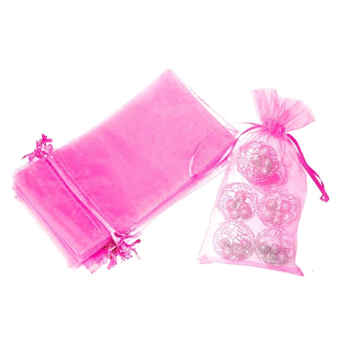 Organza zakjes 13 x 27 cm - roze Heilige communie