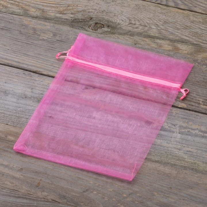 Organza zakjes 15 x 20 cm - roze Heilige communie