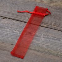 Organza zakjes 3,5 x 19 cm - rood Pasen tassen