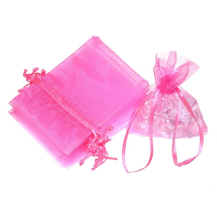 Organza zakjes 6 x 8 cm - roze Pasen