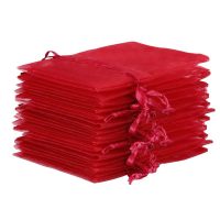 Organza zakjes 7 x 9 cm - bordeaux Kerst tassen