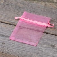 Organza zakjes 7 x 9 cm - roze Valentijn