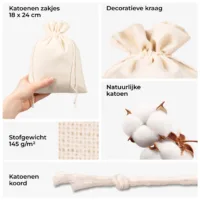 Natuurlijke katoenen zakjes - ecologisch materiaal en weving