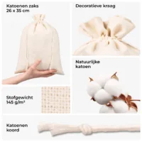 Close-up van de stofstructuur - katoenen zakjes 145g