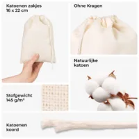 Afwerkingsdetails en gramgewicht - eco katoenen zakjes