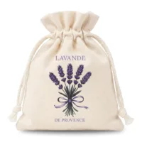 10 stuks katoenen zakjes met decoratieve lavendelprint, formaat 9 x 12 cm, natuurlijke kleur 8