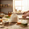 Katoenen zakjes voor het verpakken van handgemaakte zeep en handmade producten