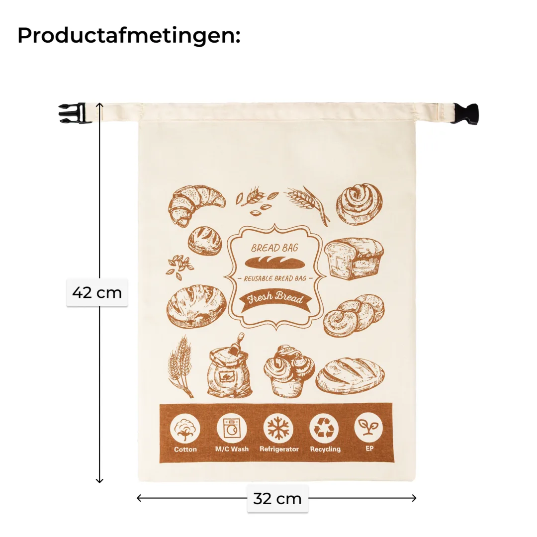 Broodzak met clipsluiting, 32 x 42 cm, voor het bewaren van brood, met TPU-coating 7